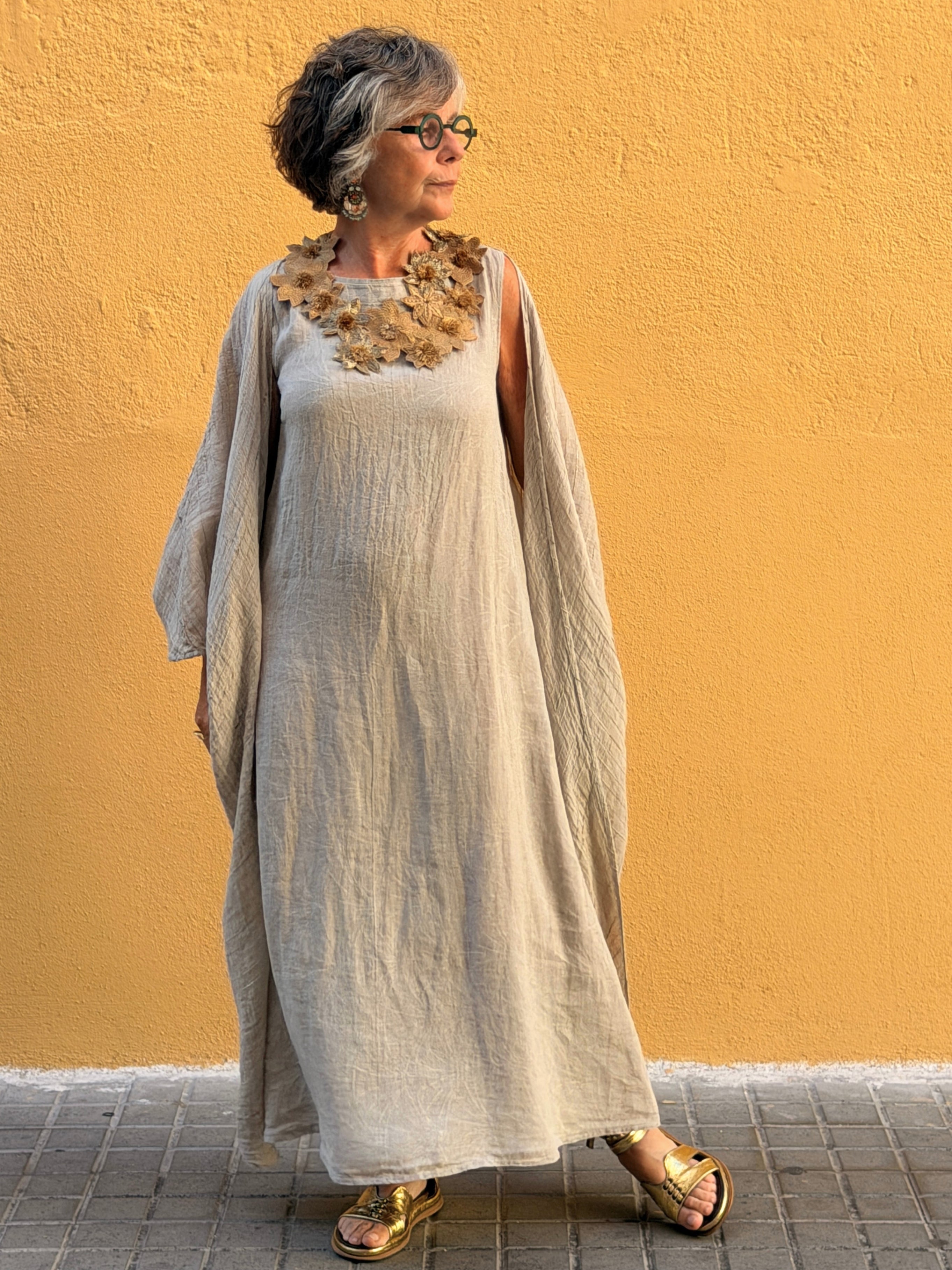 Vestit Cenacolo — lli pur amb jacquard tonal d'inspiració vegetal