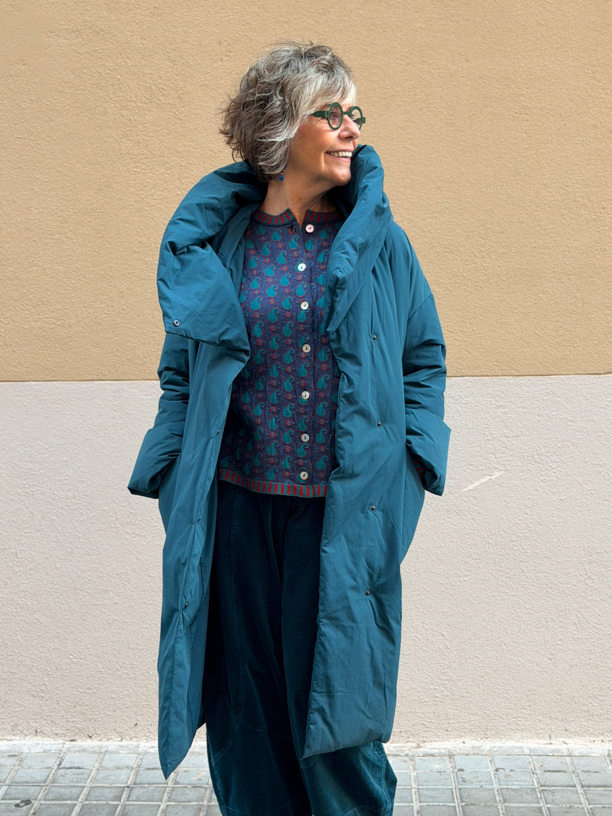 Down coat — hood and water-repellent