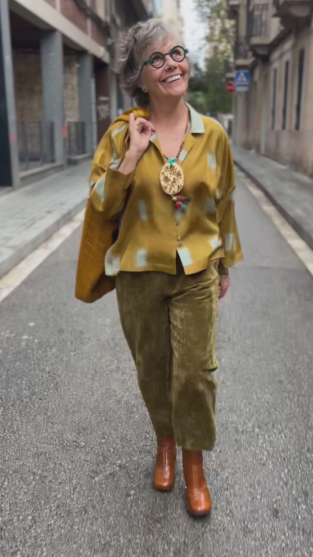 Camisa de seda coll botànic