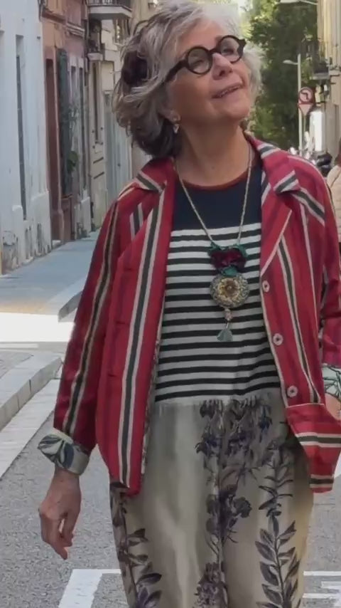 100% silk orange striped jacket